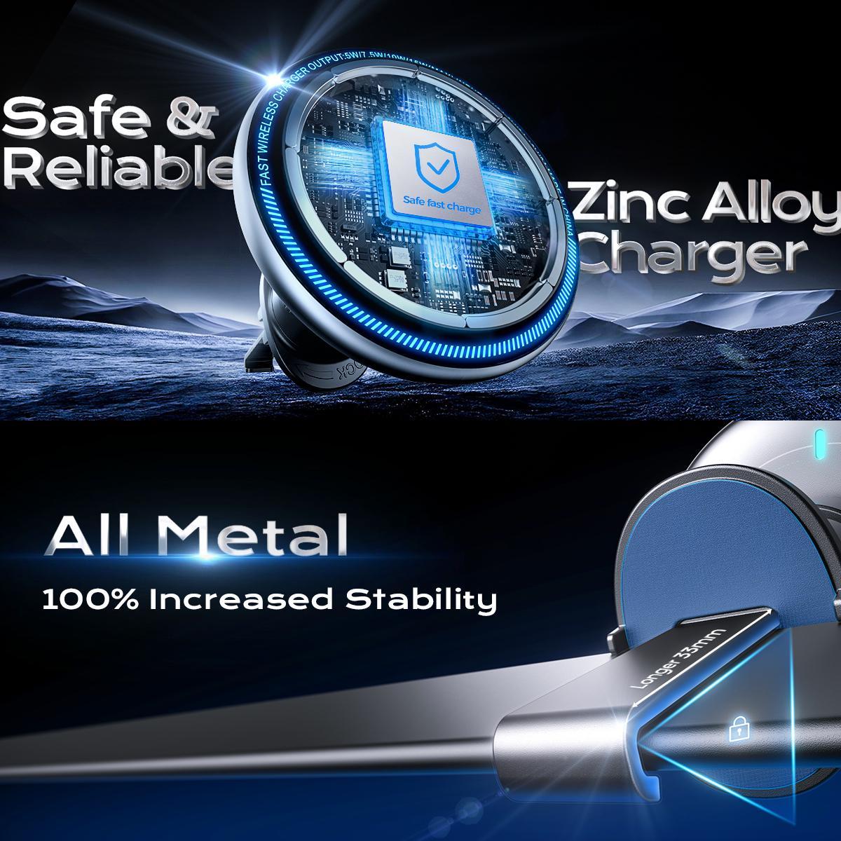 for 15W Magsafe Car Mount Charger, [Vibrant LED Decoration] Wireless Car Charger, Magnetic Phone Holder Mount for Air Vent