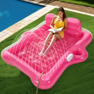 Inflatable Tanning Pool Lounger Float,  72*61’’/80*67’’Large Size Pool Floats Adult with Automatic Spray Cooling, 5 in 1 Suntan Tub Raft Floatie, Sunbathing Bed Lounge for Pool Party Yard Tanning dealsforyoudays