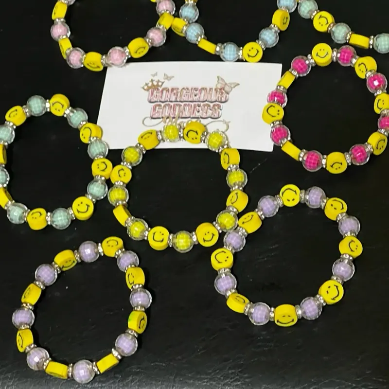 disco smiley face fancy fashion bracelet