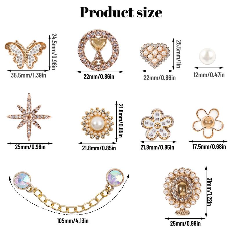 20 Pcs Shoe Charms Chains Accessories for Women Flower Pearl Clog DIY Shoe Decoration Charms Rhinestone Shoes Charms Chains Bling Cute Decor for Party Birthday Favor