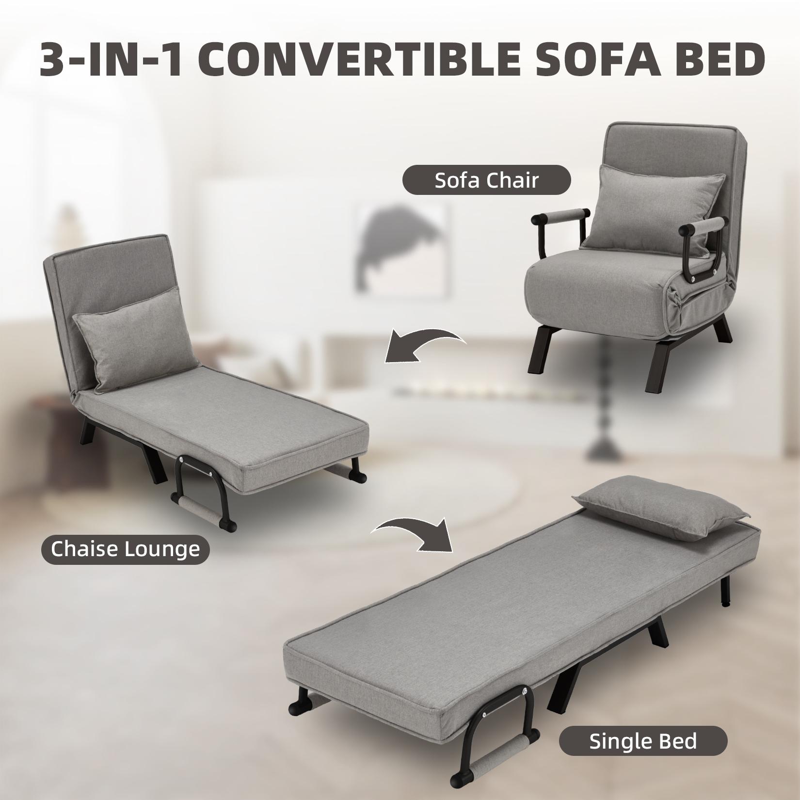 Convertible Sofa Bed, Multi-Function Folding Sleeper Chair, Single Convertible Sleeper Sofa with Pillow, Lazy Bed Leisure Recliner, Adjustable Backrest Single Bed for Small Spaces, Apartment, Office, Living Room Chaise Lounge Convertible Sofa Bed, Multi-Function Folding Sleeper Chair, Single Convertible Sleeper Sofa with Pillow, Lazy Bed Leisure Recliner, Adjustable Backrest Single Bed for Small Spaces, Apartment, Office, Living Room Chaise Lounge