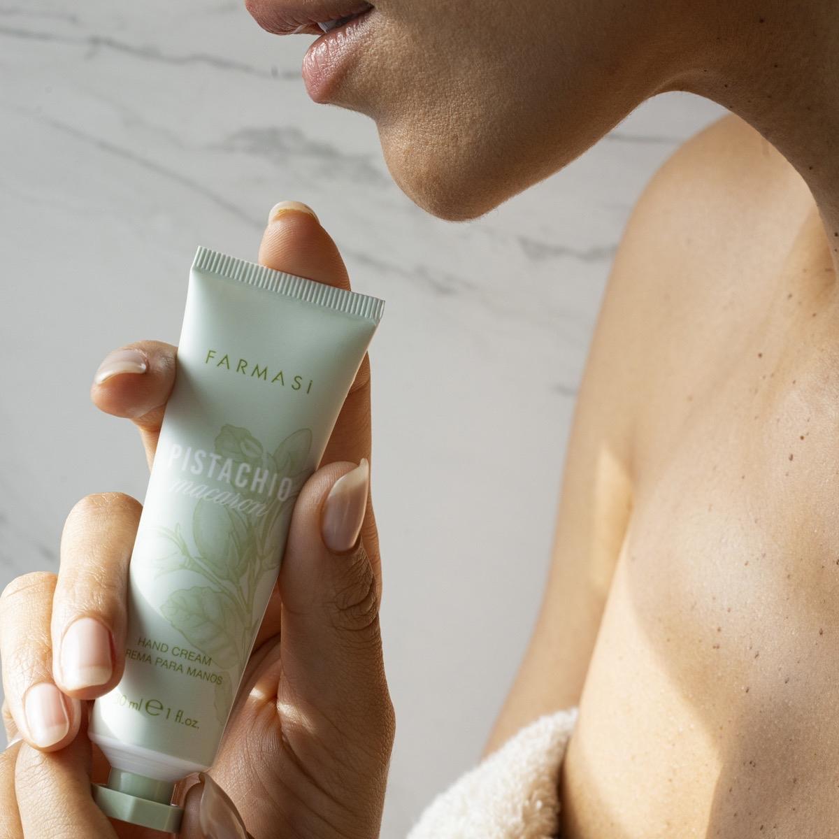 Pistachio Macaron Body Collection - Experience sweet sophistication with the Pistachio Macaron Body Collection, featuring body wash, hand cream, and body butter. This line nourishes your skin and indulges your senses - Farmasi French