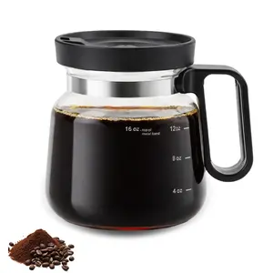 16 Oz Coffee Pot Mug,Mini Coffee Pot Cup,with Spill Proof Lid Heatproof Glass Mug Large Capacity ideal Gift for Coffee Lovers (1pcs)