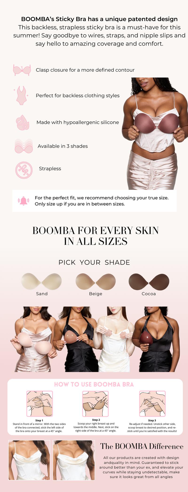 BOOMBA Adhesive Sticky Bra - Patented Fashion Sticky bra Inserts