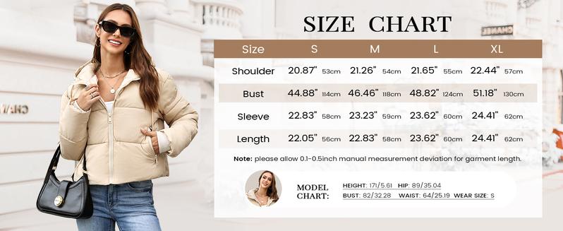 Arssm Women’s Cropped Hooded Quilted Coat – Lightweight Zip-Up Winter Jacket with Pockets for Warmth & Casual Street Style