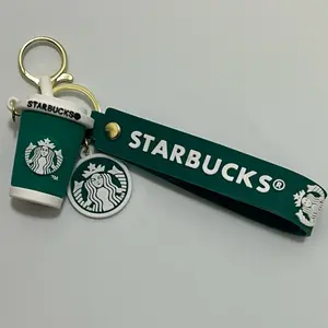 Starbucks Green Cup Keychain - Cute Cup Design - Green Silicone Material - Detachable Keyring - Perfect for Coffee Lovers