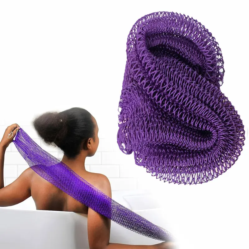 Ethically Sourced African Net Sponge Body Scrubber - Adult Exfoliating Bath Accessory for Normal Skin Cleansing, Personal Care, Bath Accessories (Pink-Emerald Green-Yellow-Deep Blue, Single Item)