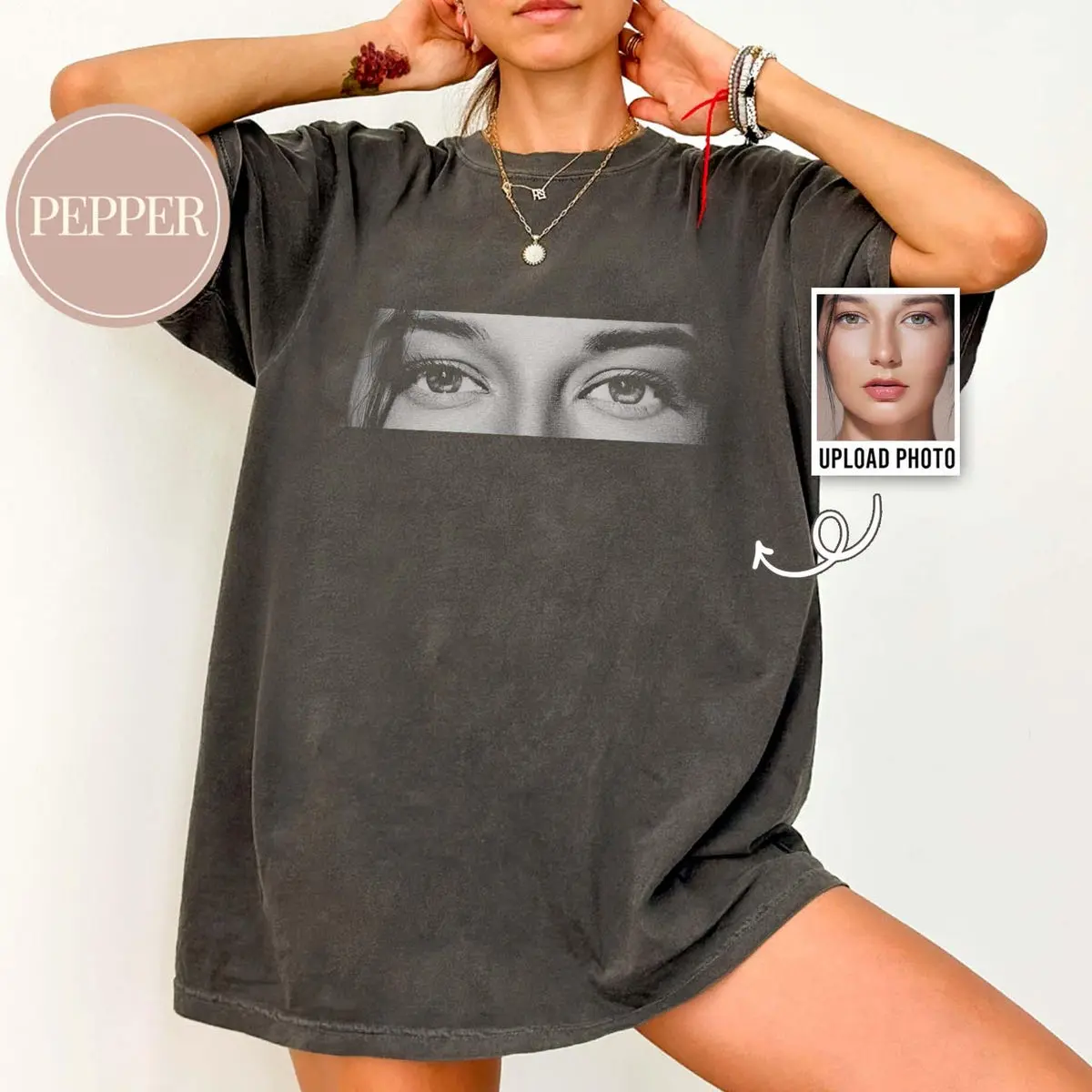 Custom Photo Human Eyes Shirt, Personalised Girlfriend Boyfriend Comfort Colors Shirt, Gifts for Boyfriend, "I with You" "Eye Love You",