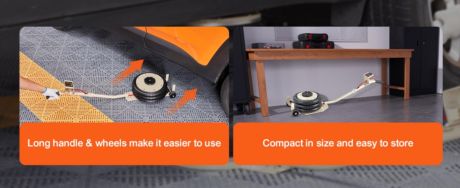 VEVOR Pneumatic Air Jack, TikTokShopBlackFriday, 3T / 6600 lbs Triple Bag Air Jack, Airbag Jack with Six Steel Pipes, Lift up to 17.7 inch/450 mm, 3-5 s Fast Lifting Pneumatic Jack, with Long Handles for Car, Garage, Repair