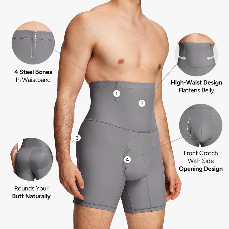 Nebility Men’s 3D Butt Lift High-Waist Shapewear Boxer Briefs, with Built-In One-Piece Fixed Hip Pad, High Waist Seamless Compression Underwear, Breathable Stretch Fabric for Tummy Control, Daily Support & Moisture-Wicking