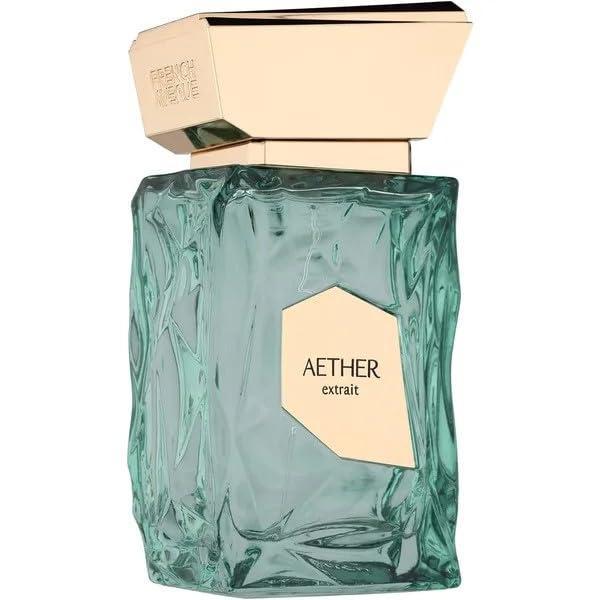 Fragrance World French Avenue Aether Extrait de Parfum Unisex 3.4 Fl  Aether Premium Perfume for Men/Women, Luxurious Emerald Crystal Bottle with Gold Cap, Long-Lasting Fragrance Eau de Parfum