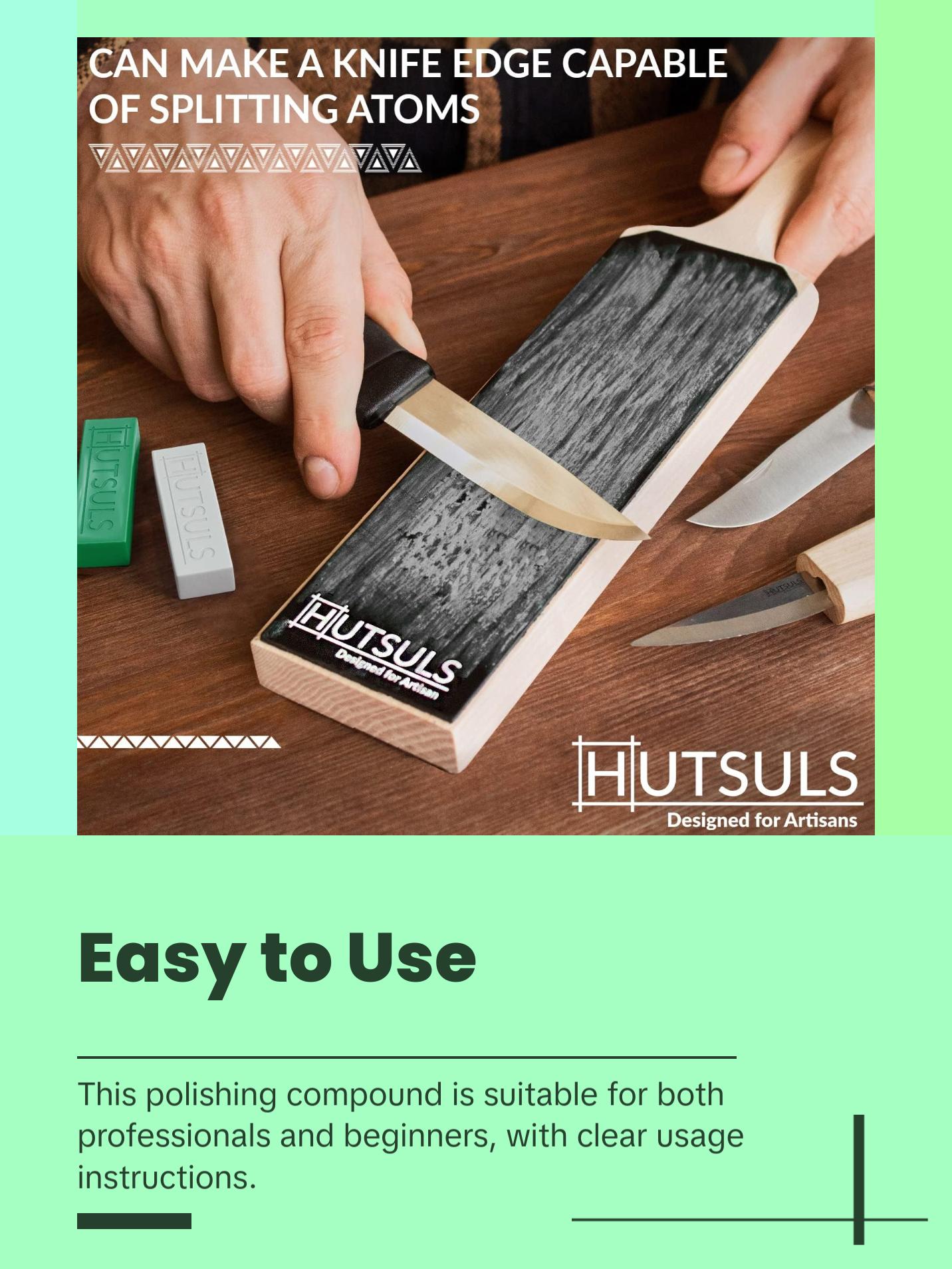 Hutsuls White & Green Strop Compound - Total 5 Oz Get Razor Sharp Edge with Green Honing Compound for Strop, Easy to Use Green & White Stropping Compound for Knives Guide, White Polishing Compound Bar