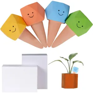 Set of 4 Automatic Clay Cones Watering Spikes Terracotta Watering Aid with Playful Faces for Mess Release Plant Care