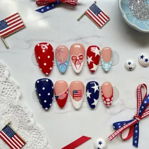 4th of July Nails, USA Nails Red White Blue Press On Nail