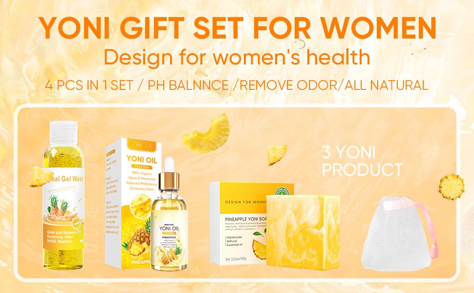 3 PCS Yoni Wash Yoni Oil Yoni Soap Bar, Feminine Wash Yoni Oil for Women pH Balance, Natural Yoni Bar Soap V Moisturizing Body Wash Deodorants, Yoni Wash Set