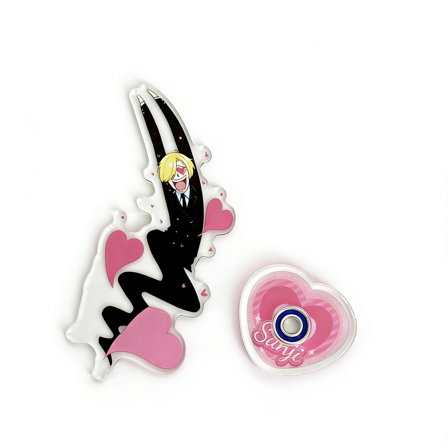 One Piece Sanji Rotating Acrylic Stand Figure, Funny Heart Eyes Design Anime Desktop Ornament, Cartoon Character Table Decor, Fans Collection Gift, Figurine