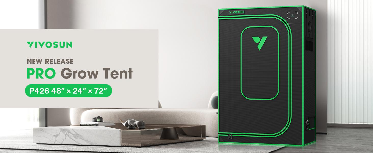 VIVOSUN PRO Grow Tent, with Thick 1 inch Poles, Strengthened High Reflective Mylar Oxford Fabric, Extra Hanging Bars & High CFM Kit for Hydroponics Indoor Plant for AeroLight A200SE