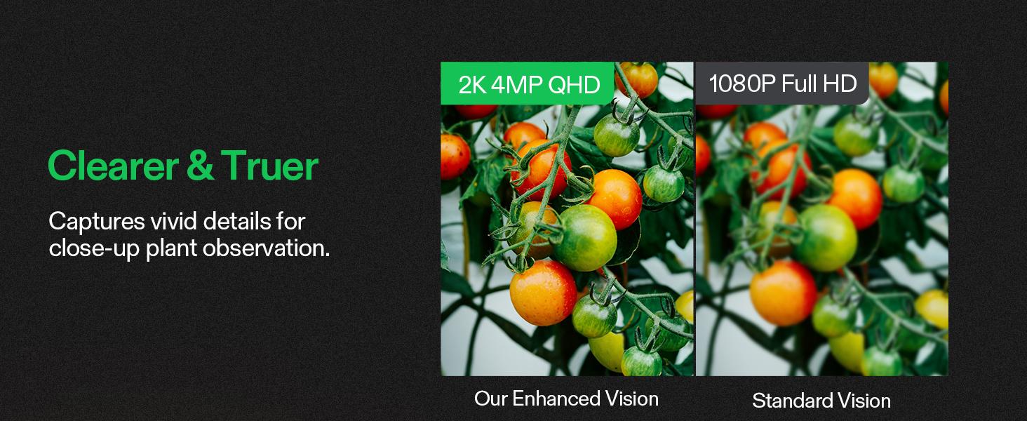 VIVOSUN GrowCam C4, 2K QHD WiFi Smart Camera for Grow Tent & VGrow Smart Grow Box, Timelapse, Night Vision, SD Card Storage, 2-Way Audio, App Control