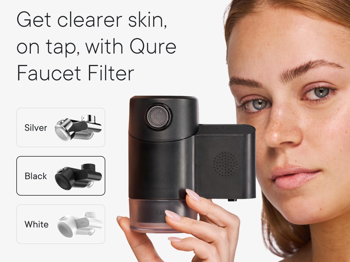 Qure Faucet Filter for Bathroom Sink Clearer Hydrated Skin Reduces Irritants Boosts Hydration Minimizes Breakouts & Irritation