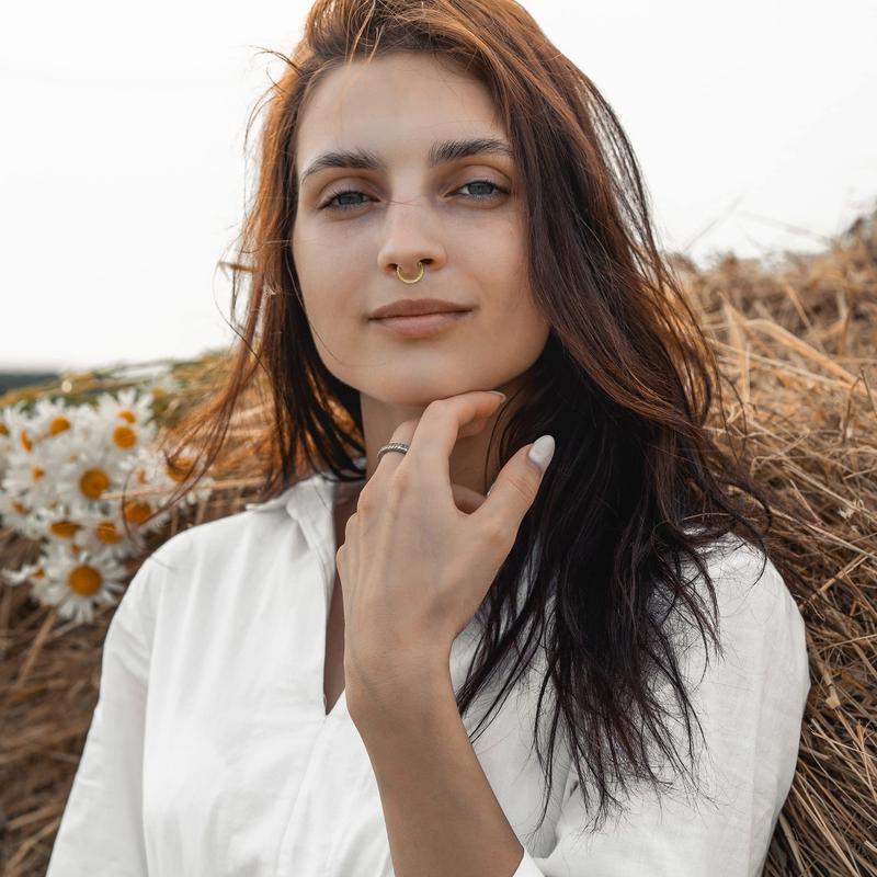 Drperfect 16G Septum Rings Stainless Steel Daith Earrings Nose Rings CZ Cartilage Helix Tragus Septum Clicker Piercing Jewelry