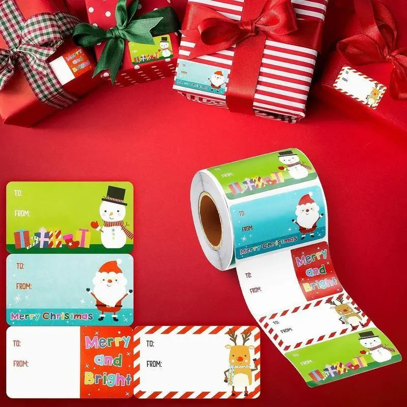 Holiday Themed Adhesive Stickers - 1 Roll (200-500 Sheets) Gift Series Labels for Gift Wrapping, Santa Claus Festive Decorations (Indoor Recreation Equipment), Customizable Stickers, 500 Unique Christmas-Themed Designs, Labeling Gifts