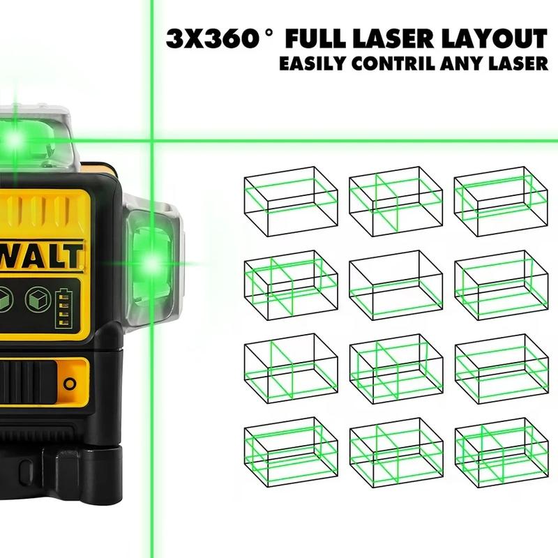 Dewalt NEW DW089LG 12 Lines 3 Sides*360 Degree Vertical 12V Lithium Battery Laser Level Horizontal Green Meter Outdoor leveling Dewalt NEW DW089LG 12 Lines 3 Sides*360 Degree Vertical 12V Lithium Battery Laser Level Horizontal Green Meter Outdoor leveling