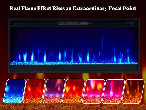 【Ships in 2 Boxes】AMERLIFE 70“ Fireplace TV Stand for 80 Inch TV,Farmhouse TV Stand with 42" Fireplace & LED Lights,Entertainment Center with Storage,Best Gift Ideas/Christmas Gifts