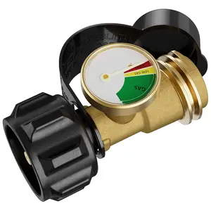 Propane Tank Gauge Level Indicator for 5-20LB Tanks, Universal for RV Camper, Gas Grill, Camping Stove, Propane Heater, Fire Pit and More, QCC1/Type 1 Connection