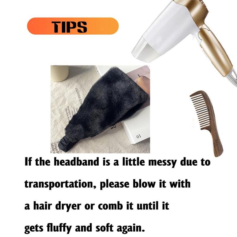 AWAYTR Faux Fur Headbands For Women with Elastic Band Winter Earwarmer Earmuff Hair band for Cold Weather Furry Costume