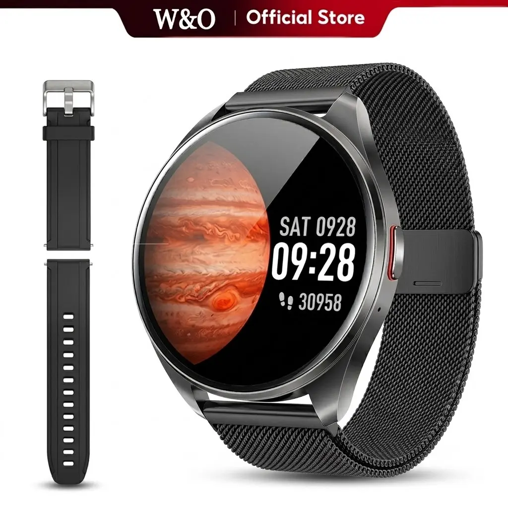 W&O Smart Watch for Men & Women, Wireless Calling Dialing 100+ Sport Modes Fitness Tracker with Various APP Reminders Call Message Reminder Touch Screen Compatible with iPhone Android Wearable Smart Bracelet Digital Wristwatch, Father 's Day Gift