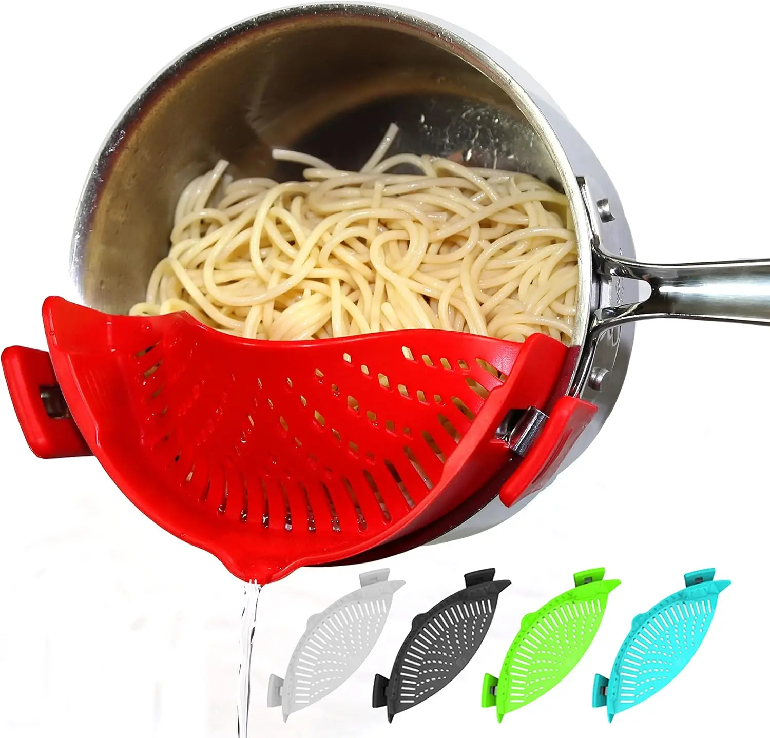 1 Piece Silicone Pot Filter Pasta Strainer with Adjustable Clips, Fruit Vegetable Food Strainer Kitchen Drain Sifter, Kitchenware, Kitchen Strainer Utensils, Cookware