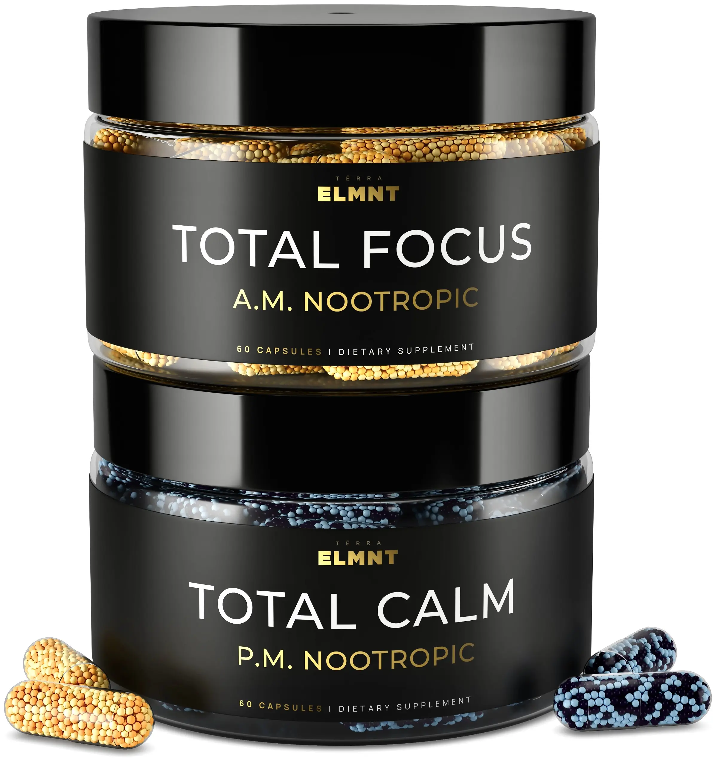 TERRA ELMNT AMPM Super Nootropic | Supports Focus, Energy & Calm | Caffeine, L-Theanine, Alpha GPC, L-Tyrosine & Ashwagandha
