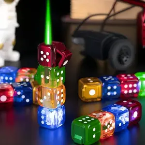 (Without butane) Creative dice lighter. Can be refilled with butane. The flame color changes according to the gas concentration. Can be carried around. Gift, kitchen, outdoor, New Year.