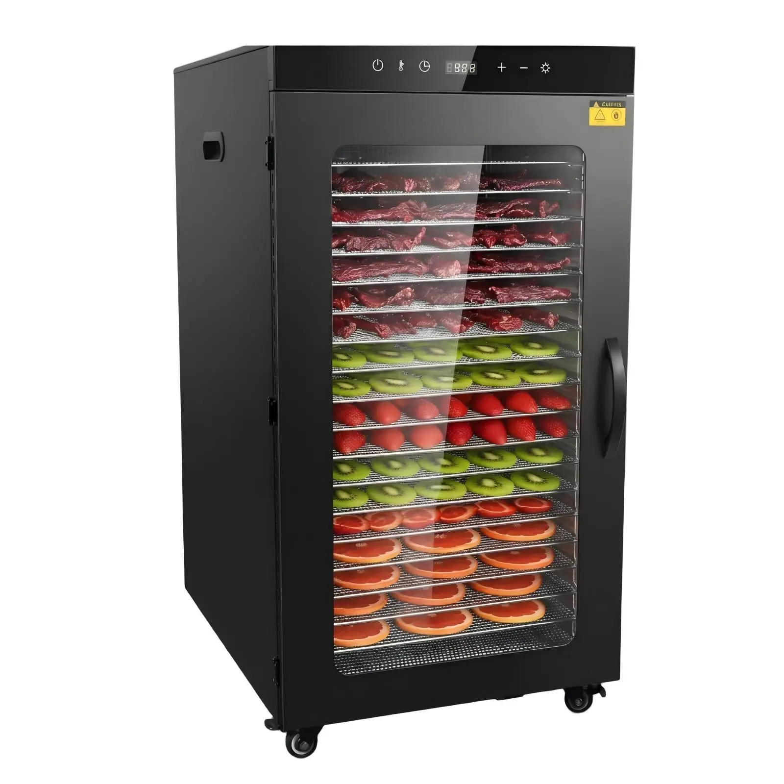 Hakka Commercial Square Corded Digital Food Dehydrator - 20-Tray Stainless Steel 1600W Electric Dryer with Adjustable Temperature, 24H Timer, Energy-Saving Technology & Food-Safe Design for Beef Jerky, Fruits, Herbs