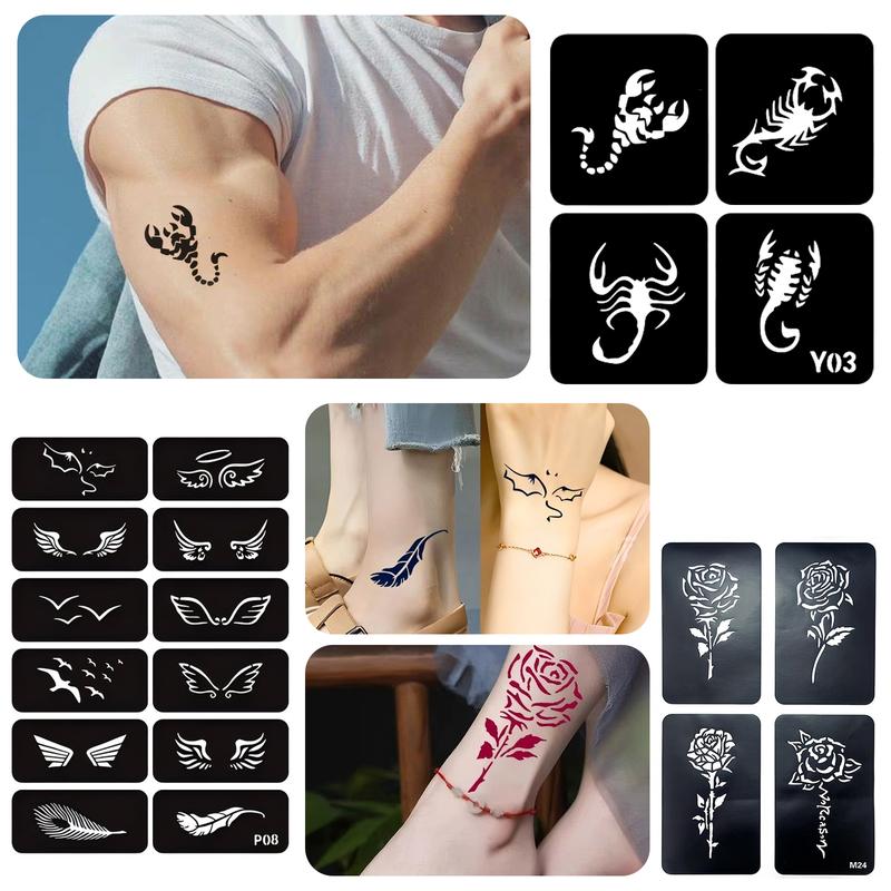 10-Color Temporary Tattoo Markers for Skin, Paint Pen Set with Fun Stickers, 10 Sheets Tattoo Stencils of Assorted Colors for kids and Adults, Flexible Brush Tip, Bright colors, Skin-Safe, Cosmetic-Grade