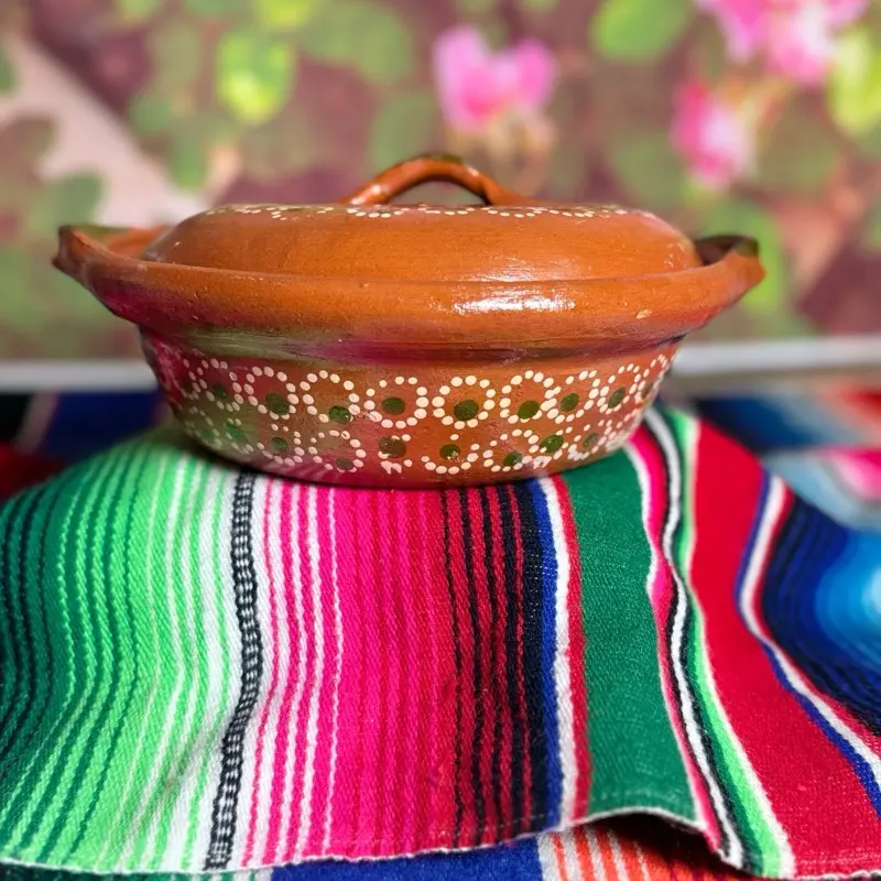 Mexican Clay Casserole de 1/2 kilo Authentic Handcrafted Pottery for Traditional Dishes