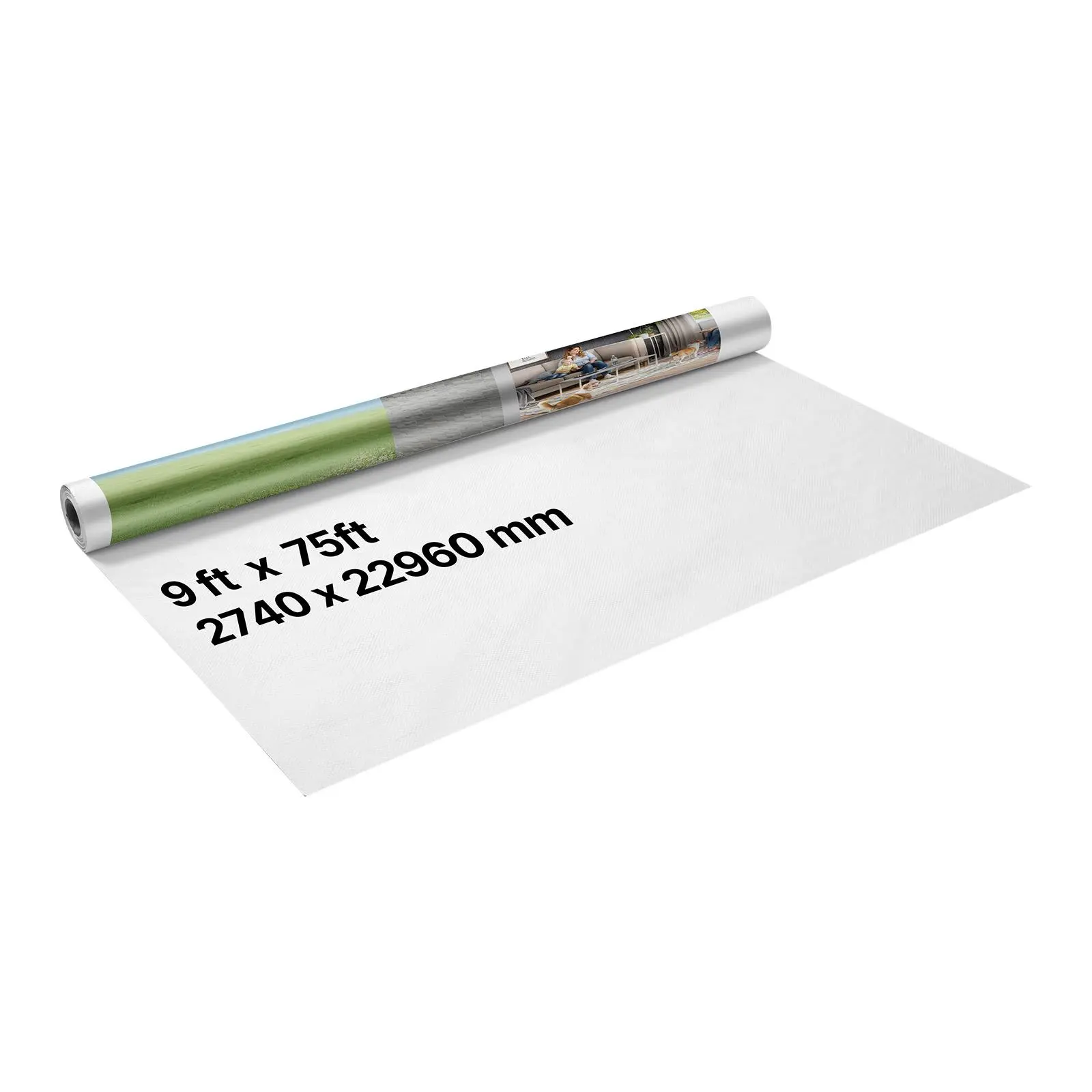 VEVOR Home Wall Wrap, 9x75 ft, 0.13mm Thick Semi-Transparent Vapor Barrier, Heavy-Duty Easy-to-Cut Plastic Sheeting, Tear-Resistant Drop Cloth for Residential & Commercial Construction, White, Water-Blocking#BackToSchool