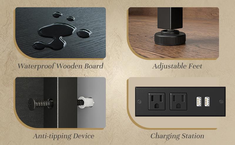 RaybeeFurniture 10 Fabric Drawers Dresser for Bedroom, with Charging Station and LED, Sturdy Bedroom Dresser for Storage, Closet, Hallway