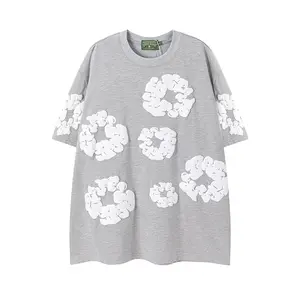 Denim Tears 2026 Unique Print Design T-Shirt, Y2K High-Street Casual Women's Sportswear, Multi-Color Party Attire, Breathable, Loose-Fitting, Unisex, Vintage-Style Women's Casual Loose Short-Sleeve Summer Top.