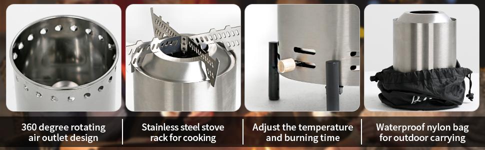 BALI OUTDOORS Smokeless Fire Pit, 6.5-Inch Turbo Flame Tabletop Fire Pit, Stainless Steel, Adjustable Flame,  with Stand and Stove Rack, Carry Bag TikTokShopBlackFriday