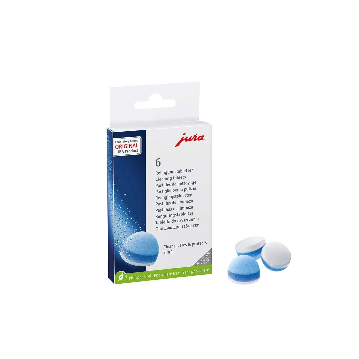 Jura 3-Phase Effective Cleaning Mineral Remover Tablets for Coffee & Espresso Machines, 6-Count, with Complexing Agents for Long-Lasting Protection
