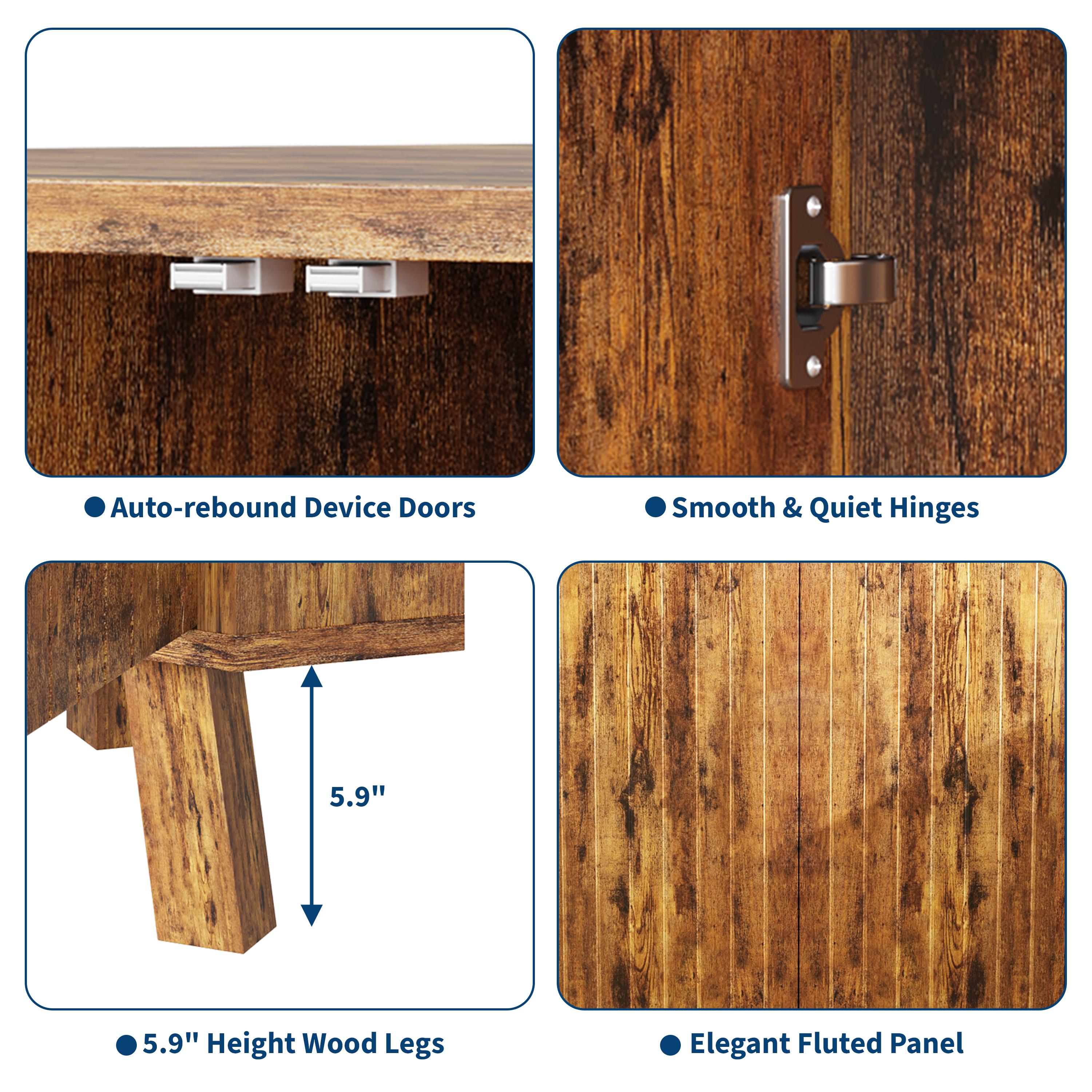 31.5'' Corner Cabinet with Doors, 3-Tier Industrial Fluted Corner Shelf with Adjustable Shelf, Freestanding Triangle End Table for Living Room, Bedroom, Kitchen, Bathroom
