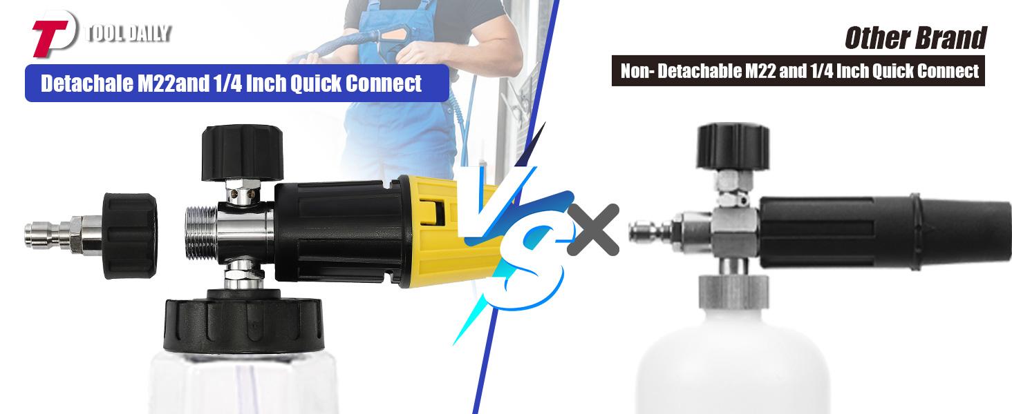 Tool Daily Pressure Washer Foam Cannon with Dual-Connector Accessory, Power Washer Double Tip Attachment for Soap Cannon, 5 Pressure Washer Sprayer Nozzles, 1/4" Quick Connect, ChristmasGift