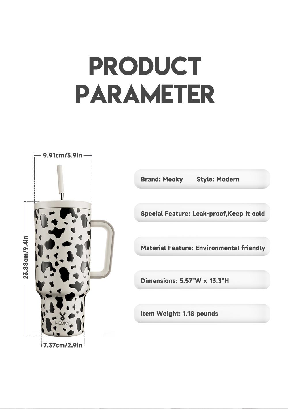 Meoky 40oz Reusable Food Grade Stainless Steel Cup for School, Outdoor, Office, Portable Leak-proof Car Thermos Cup, Keeps Cold for 24 Hours, Perfect as a gift, Insulated Travel Drinkware Tumbler