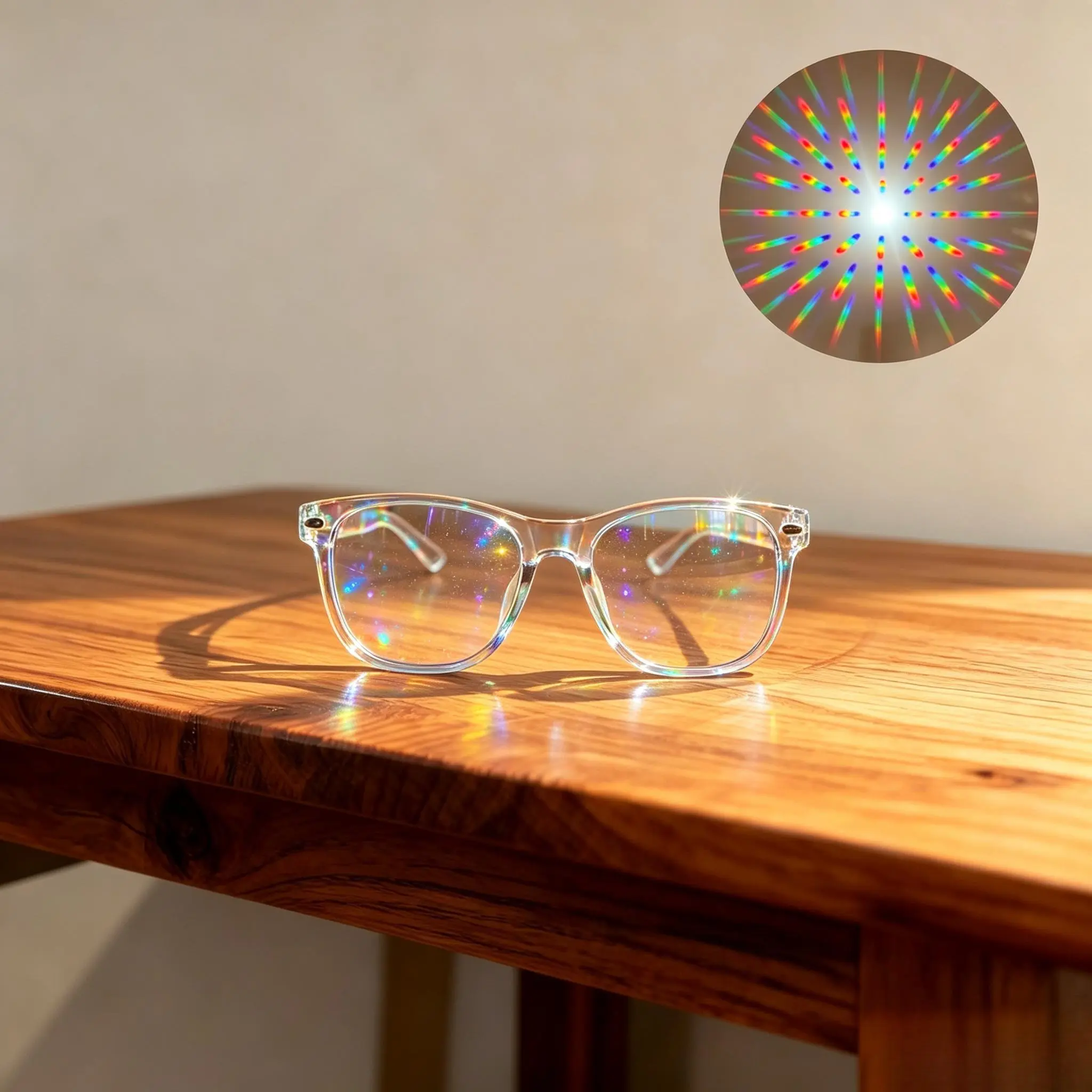 Clear Frame Diffraction Glasses with Rainbow Prism Effect - Rave Festival EDM Concert Sunglasses, Festive Party Supplies Accessories halloween gift