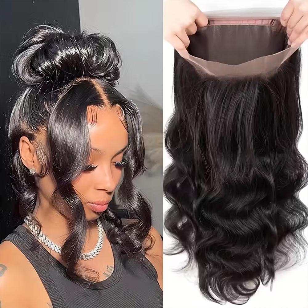 【30"=$107】Redice 360 Lace Front Wigs Human Hair Body Wave Wig Pre Plucked Glueless Wigs for Women Drawstring  Honey Blonde Ombre Frontal HD Lace Wig Human Hair 4/27 & Natural Black 180% Density