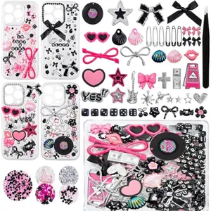Junk case charms,junk case Kit for Customizing Diy Cases,With Cute Bow,Flatback Pearls,Letter Beads, Aesthetic Big Decor for Personalization