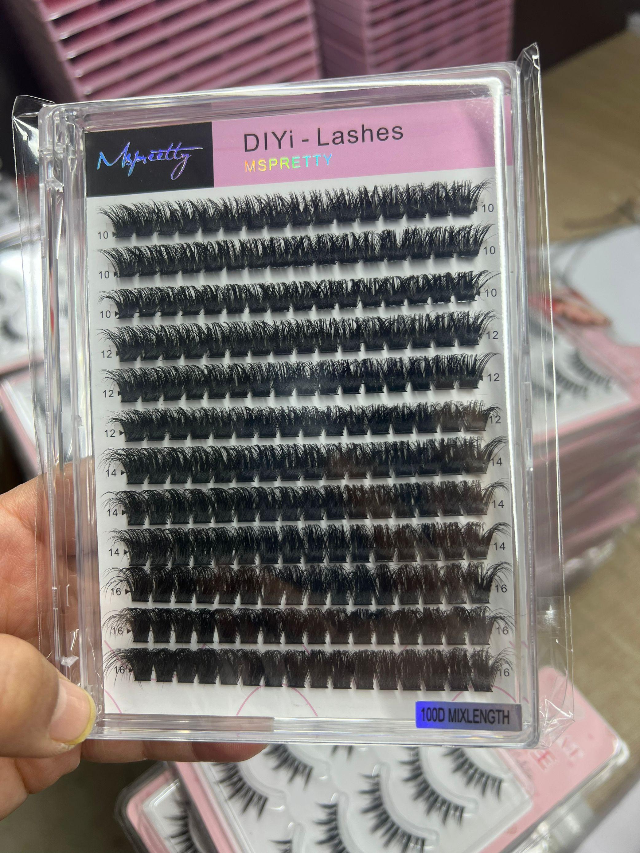 100D mix lengthes fluffy drama looking styles  easy seperate of having a natural looking supplied by factory customized lashes and lash box Eyelash Set Cosmetic