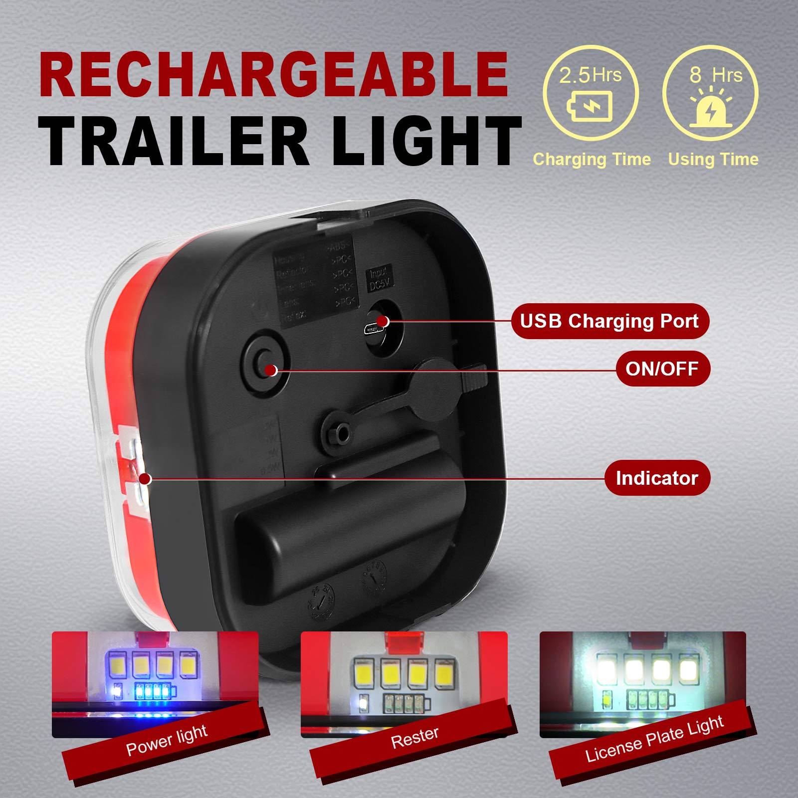 AgriEyes T033/T28/T212/T30B Wireless Trailer Lights kit, Rechargeable Magnetic Portable LED Tow Lights Kit for Trucks Car Accessories