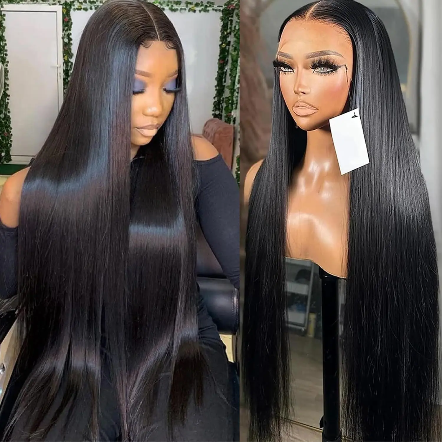 Lemoda 13x6 Lace Front Wigs Human Hair Straight 13x6 HD Transparent Lace Frontal Wig Pre Plucked with Baby Hair 15A Brazilian Virgin Human Hair Wigs for Women Natural Black